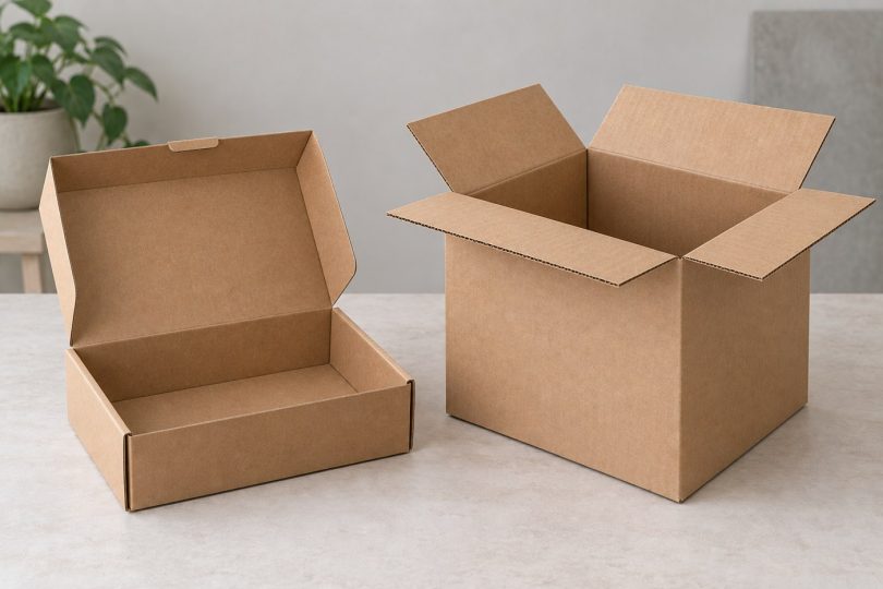 Caja automontable y caja de solapas abiertas